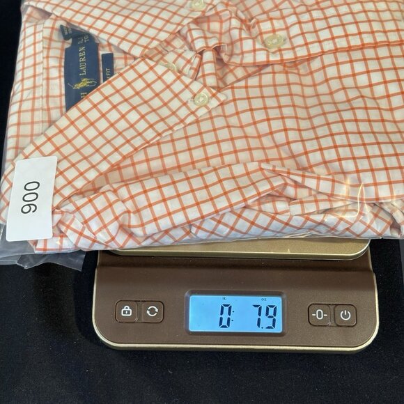 Ralph Lauren Men's Orange Check Long Sleeve Shirt Slim Fit Size X-Large Workwear - Picture 12 of 12